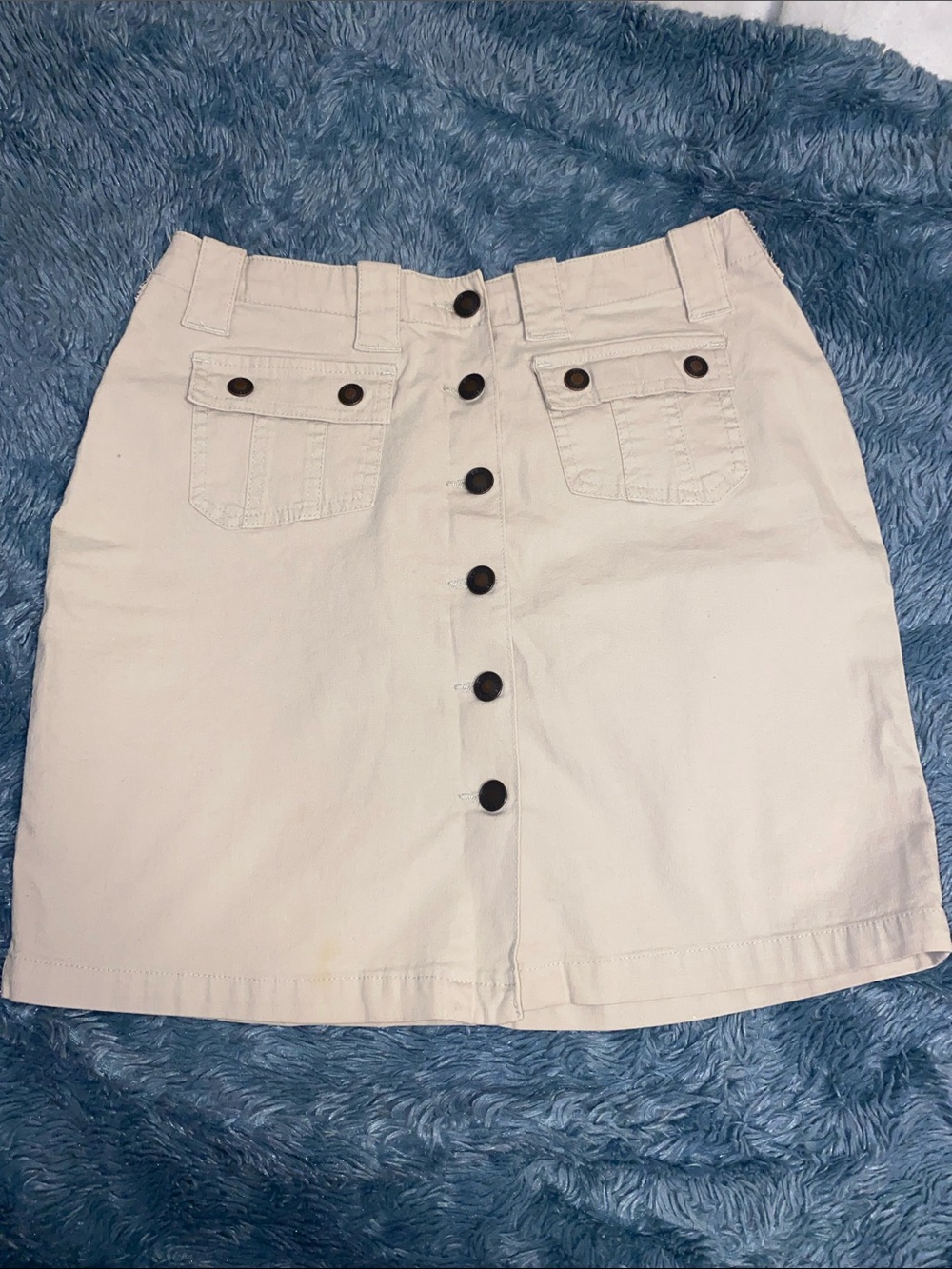 Fashion Bug Ivory Button-Front Mini Skirt with Pocket Flaps